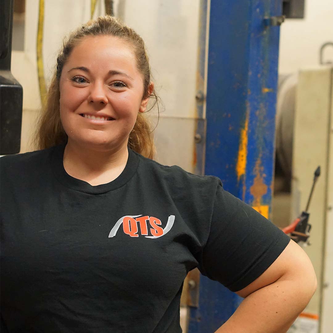 Portrait of Smiling Blonde Middle Aged Woman Working the Tools at Quality Tools Services