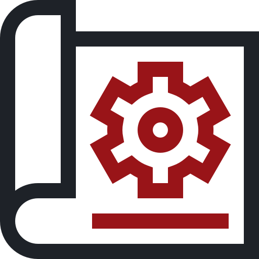 Illustration of Blueprint with Gear Cog Inside Representing Process at Quality Tools Services